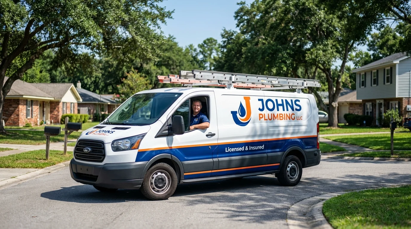 Johns Plumbing LLC service van in Hillsdale, MI