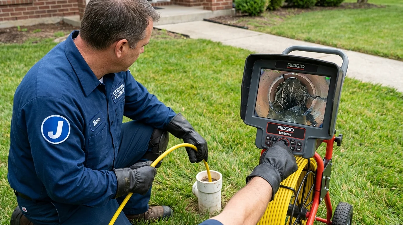 Sewer camera inspection being performed by Johns Plumbing LLC in Hillsdale