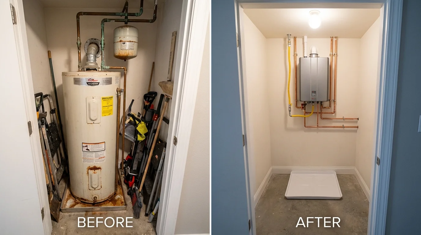 Tank water heater versus wall-mounted tankless unit comparison for Hillsdale, MI homeowners